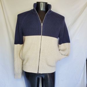 J Crew Two Tone Sweater Pockets Full Zip Medium